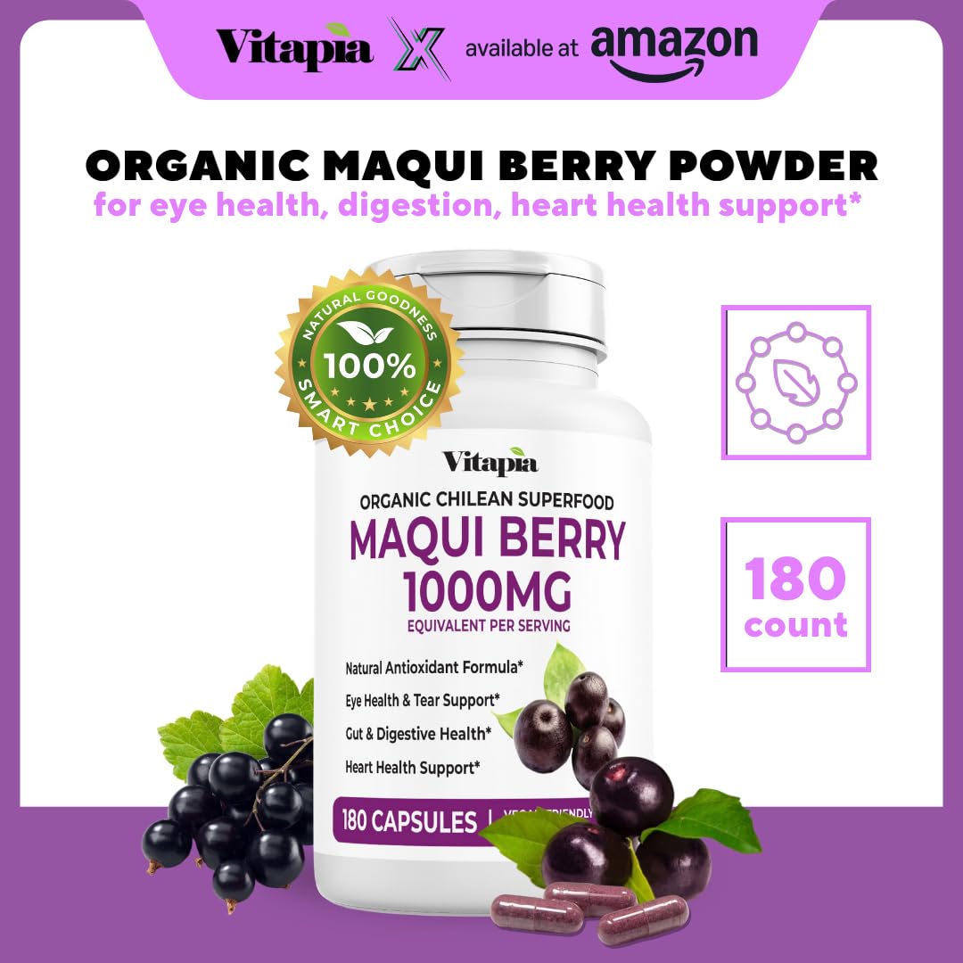 Vitapia Maqui Berry 1000mg - Maqui Berry Powder Supplement - Vegan Friendly, Non-GMO and Gluten-Free - 120 Veggie Capsules