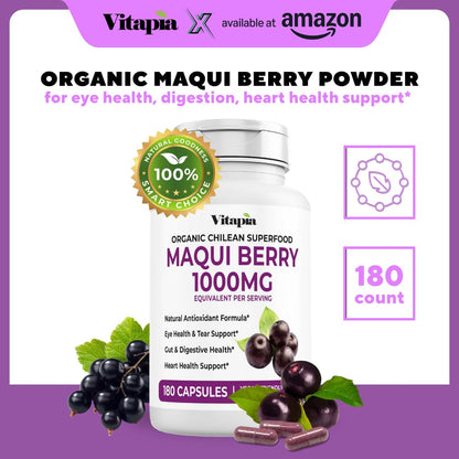 Vitapia Maqui Berry 1000mg - Maqui Berry Powder Supplement - Vegan Friendly, Non-GMO and Gluten-Free - 120 Veggie Capsules