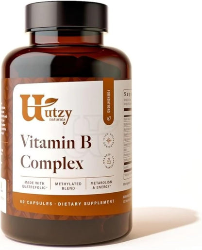 Utzy Naturals Vitamin B Complex | All 8 Essential B Vitamins | 60 Capsules