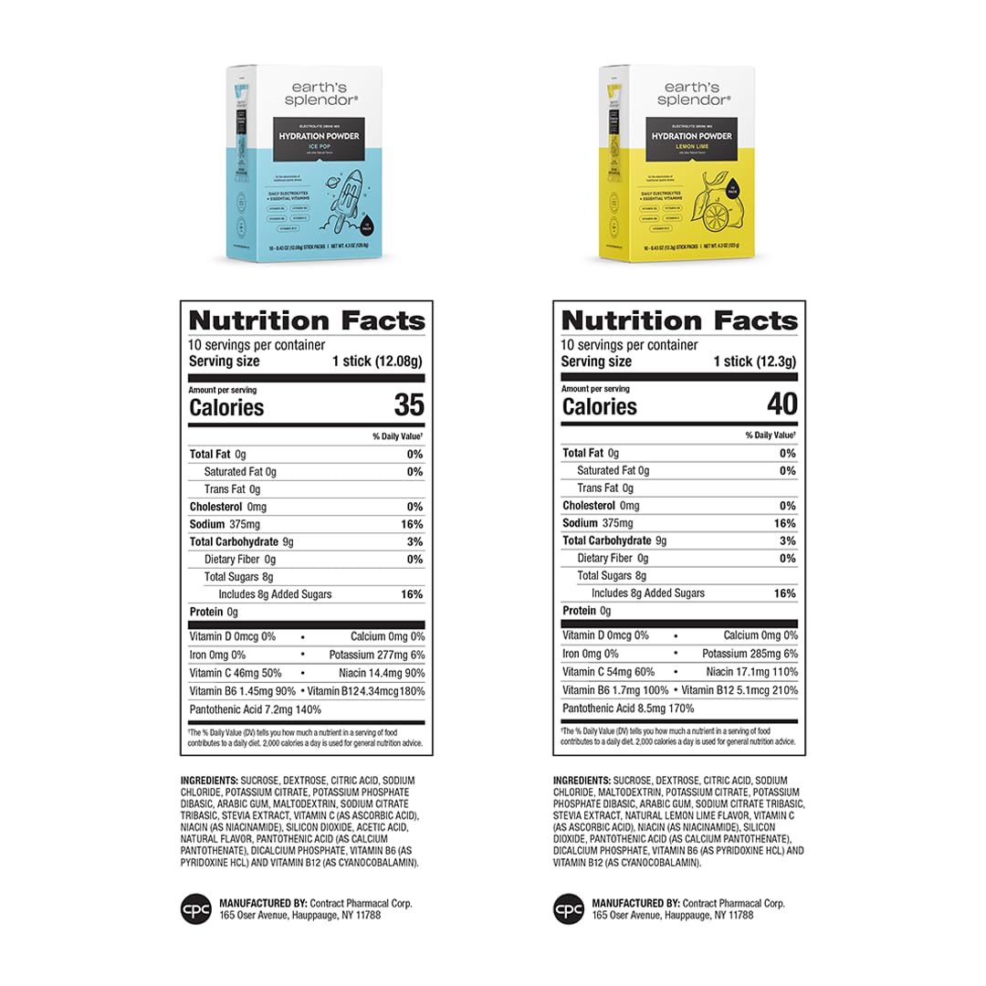 Earth's Splendor Electrolytes Powder Packets Sugar Free White Peach Hydration Sticks with Essential Vitamins for Energy & Sports Performance Travel-Friendly Single-Serve Packets for Daily Use 10 Pack