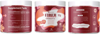 Migcopat Fiber Gummies with Probiotics,10G Fiber per Serving No Sugar Added Apple Flavor, with 10 Billion CFU Probiotics Blend, Apple Cider Vinegar, Vitamin C, Inulin, Bloating Support 90 Count