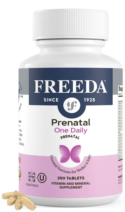 FREEDA Prenatal Vitamins for Pregnant Women – 100 Tablets | Supports Mother & Baby Nutrition – Includes Methylfolate, Calcium, & Essential Nutrients – Vegan, Kosher, Easy-to-Swallow