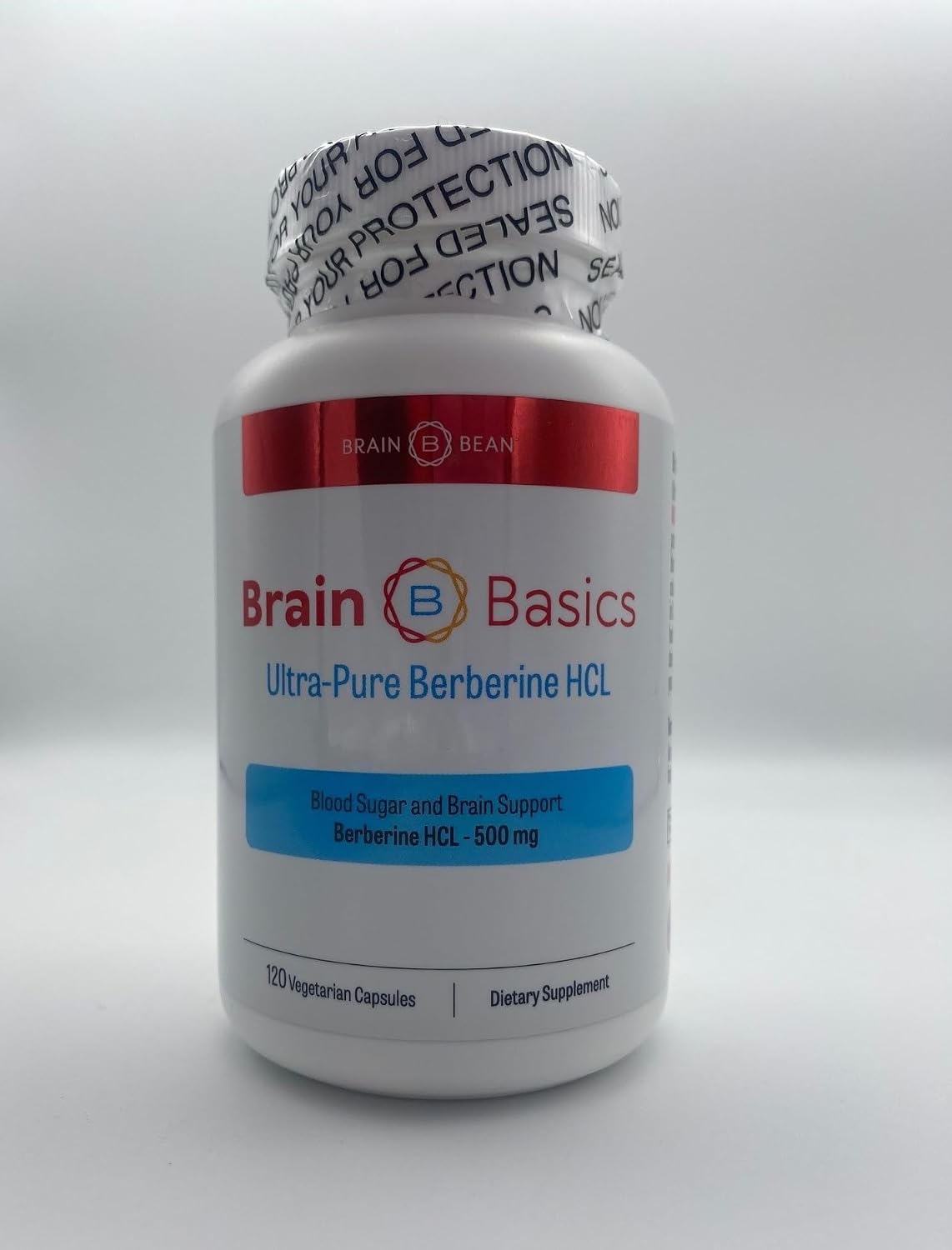 Brain Bean Ultra - Pure Berberine HCL Supplement 500mg for Brain Health - Non-GMO, Gluten-Free 120 Vegan Capsules of Berberine Supplement (Made in USA)