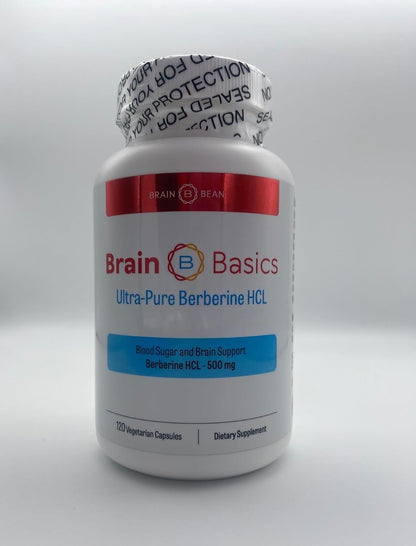 Brain Bean Ultra - Pure Berberine HCL Supplement 500mg for Brain Health - Non-GMO, Gluten-Free 120 Vegan Capsules of Berberine Supplement (Made in USA)