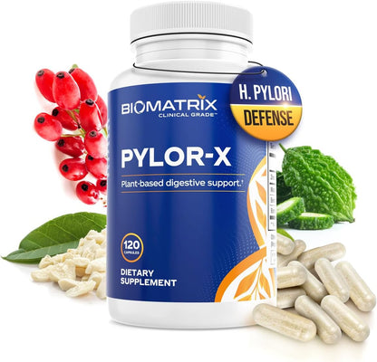 BioMatrix H Pylori Supplement, Mastic Gum, Berberine, Zinc Carnosine & Bismuth Salts, Probiotic Alternative, Gut Formula, 120 Capsules, 30-60 Day Supply