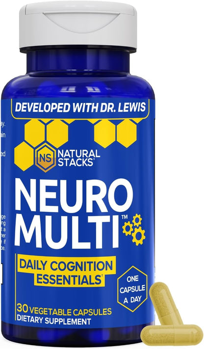 NeuroMulti Daily Multivitamin With CoQ10 200mg For Women And Men, 30 Count | 10 in 1 brain health complex. One capsule per day supports cognition, energy, and everyday wellness.
