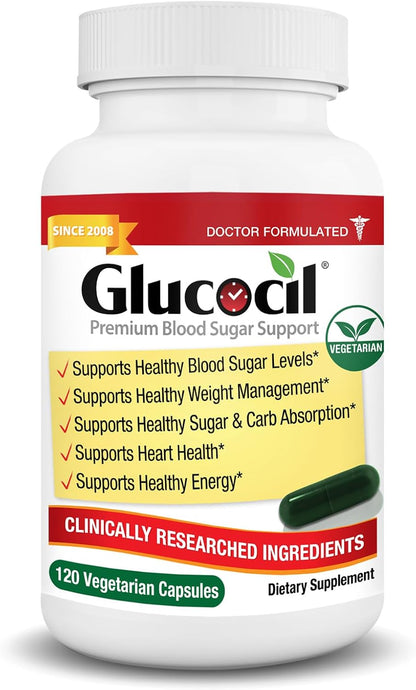 Glucocil – Vegetarian Capsules - Premium Blood Sugar Support - Supports the 3 Essentials for Healthy Blood Sugar - with Berberine, Proprietary Mulberry Leaf, and More