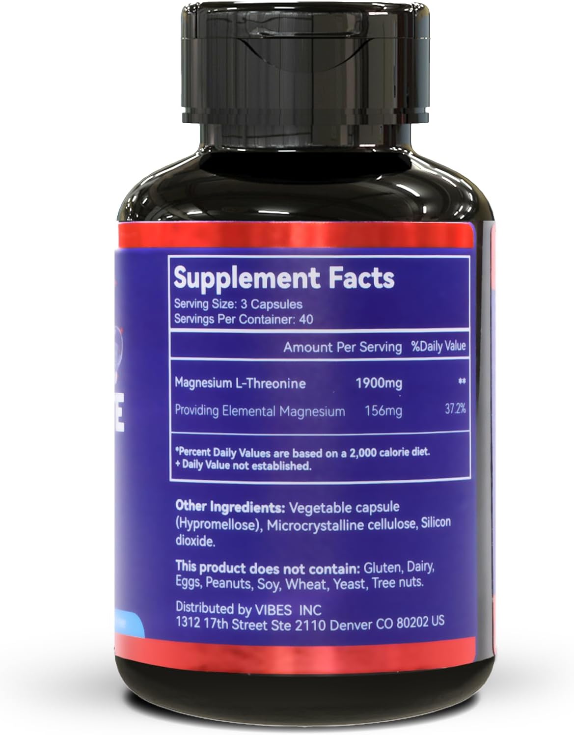 Magnesium L-Threonine 1900mg, High Absorption, 120 Vegan Capsules | Magnesium L Threonine Supplement Promotes Relaxation & Wellness, Non-GMO, Gluten Free for Men & Women