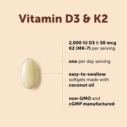 Micro Ingredients Vitamin D3 2,000 IU + K2 MK-7 50 mcg, 300 Softgels | Made with Coconut Oil | 2-in-1 Formula | Easy to Swallow, Non-GMO