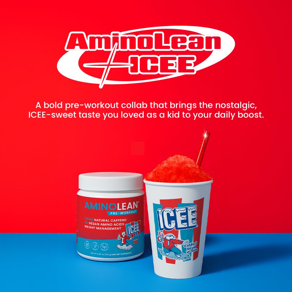 AminoLean Pre Workout Powder & Natural Amino Energy with Vegan BCAA + EAA | Jitter-Free Preworkout Energy from Green Tea + Amino Acids & Weight Management for Women & Men - Vegan, Zero Sugar, No Crash