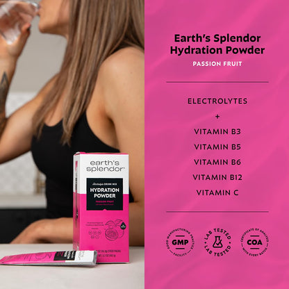 Earth's Splendor Electrolytes Powder Packets Sugar Free White Peach Hydration Sticks with Essential Vitamins for Energy & Sports Performance Travel-Friendly Single-Serve Packets for Daily Use 10 Pack