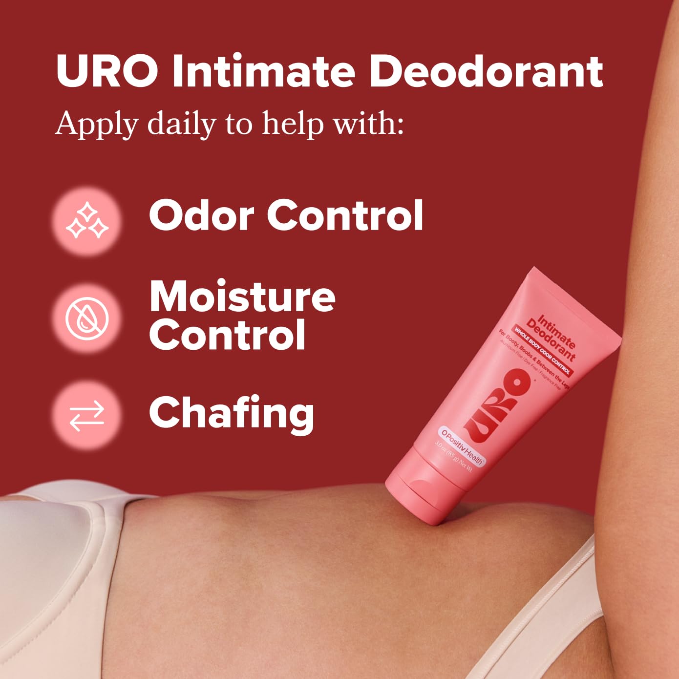 URO Intimate Deodorant – Aluminum Free, Odor & Chafing Control – 3 Oz