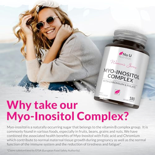 Myo-Inositol Complex 4000mg - 180 Vegan Tablets, 6 Weeks Supply - with 200ug Folate