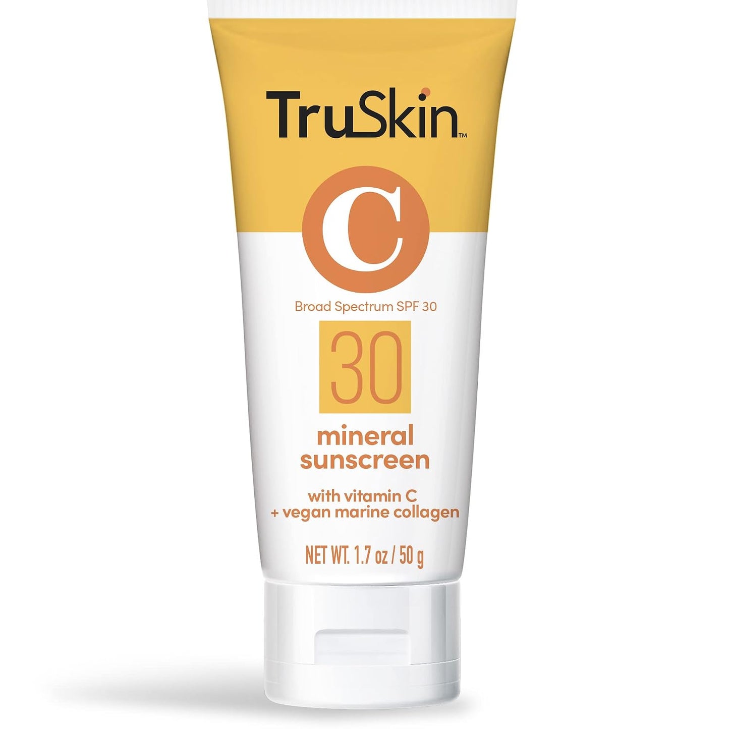 TruSkin SPF 30 Mineral Face Sunscreen with Zinc Oxide, 1.7 fl oz | With Squalane, Vitamin C and Marine Collagen for broad spectrum protection and comfortable daily wear on sensitive skin