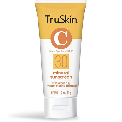 TruSkin SPF 30 Mineral Face Sunscreen with Zinc Oxide, 1.7 fl oz | With Squalane, Vitamin C and Marine Collagen for broad spectrum protection and comfortable daily wear on sensitive skin