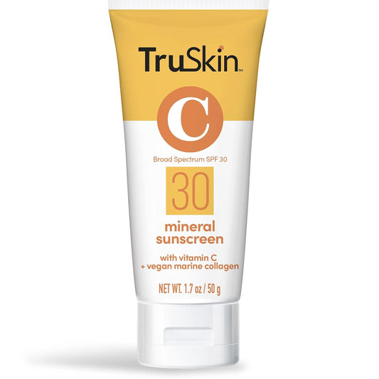 TruSkin SPF 30 Mineral Face Sunscreen with Zinc Oxide, 1.7 fl oz | With Squalane, Vitamin C and Marine Collagen for broad spectrum protection and comfortable daily wear on sensitive skin