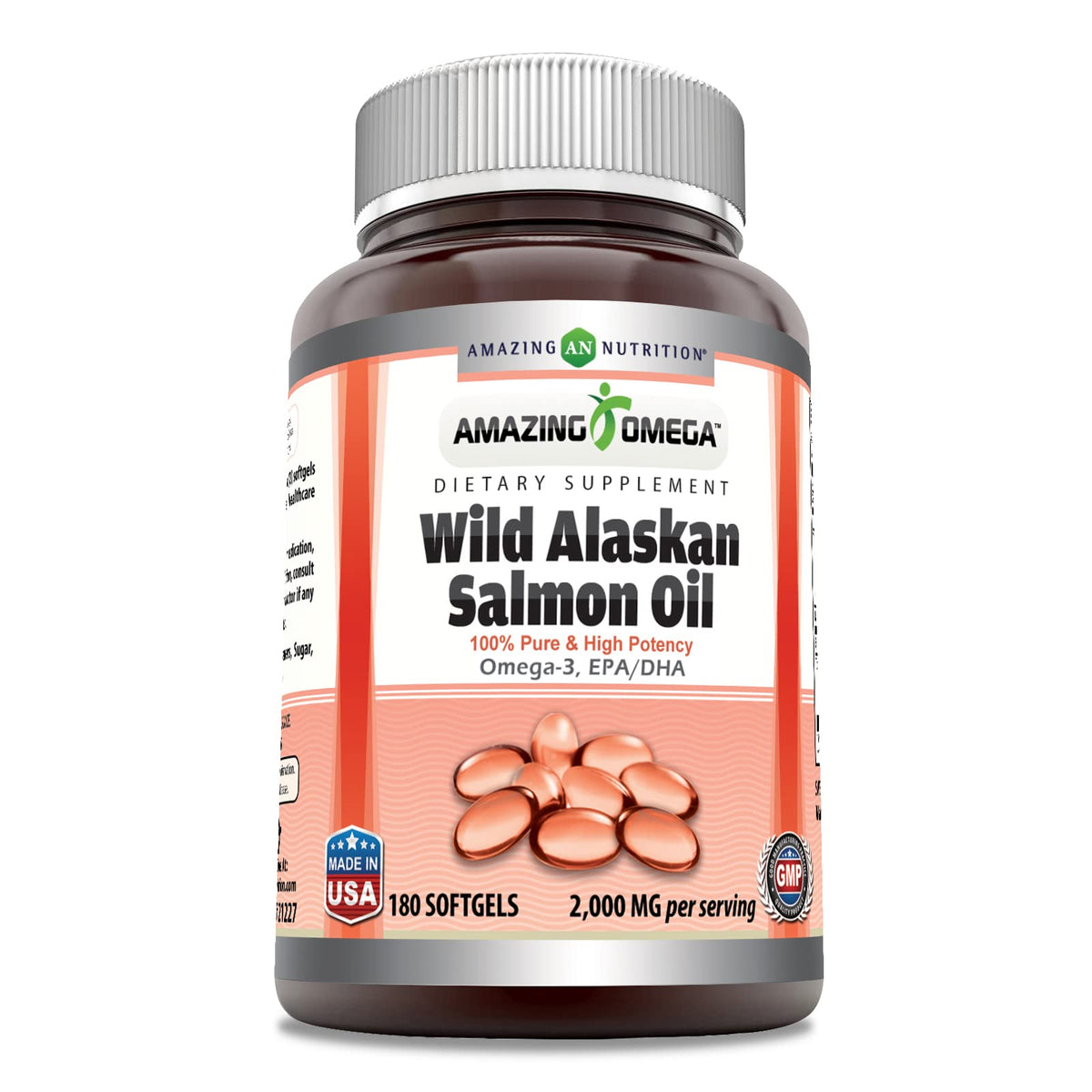 Amazing Omega Wild Alaskan Salmon Oil 2000mg Per Serving Softgels Supplement (90)