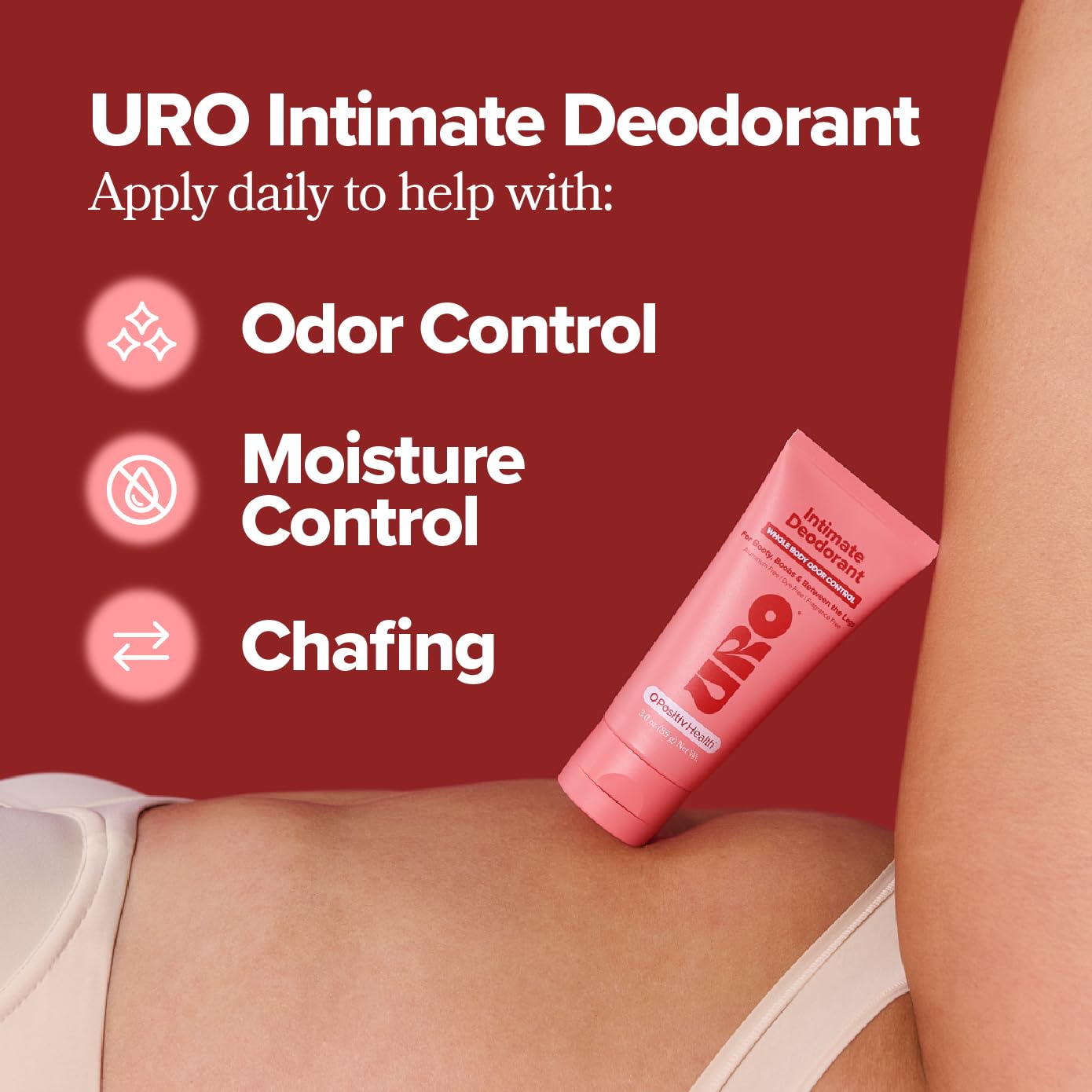 URO Intimate Deodorant – Aluminum Free, Odor & Chafing Control – 3 Oz