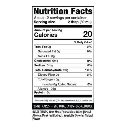 Wholesome Yum Zero Sugar Maple Syrup, Monk Fruit Allulose Keto Maple Syrup | Natural Sugar Free Pancake Syrup. Low Carb, Gluten-Free, Vegan, Non GMO, No Erythritol, No Aftertaste (12 fl oz Glass Bottle)