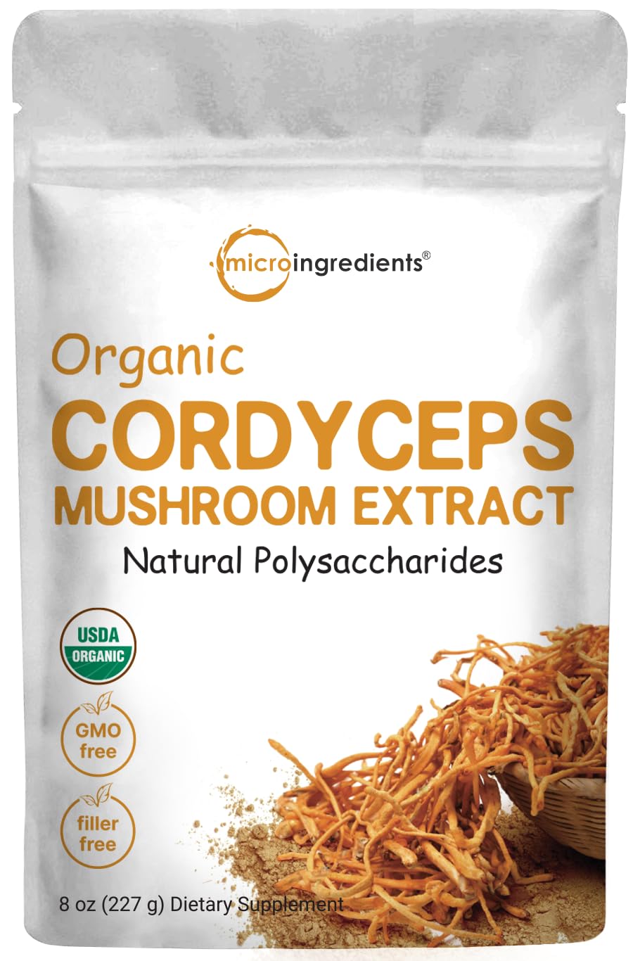 Organic Cordyceps Mushroom Extract Powder, 8 Ounces | Sustainably US Grown 
