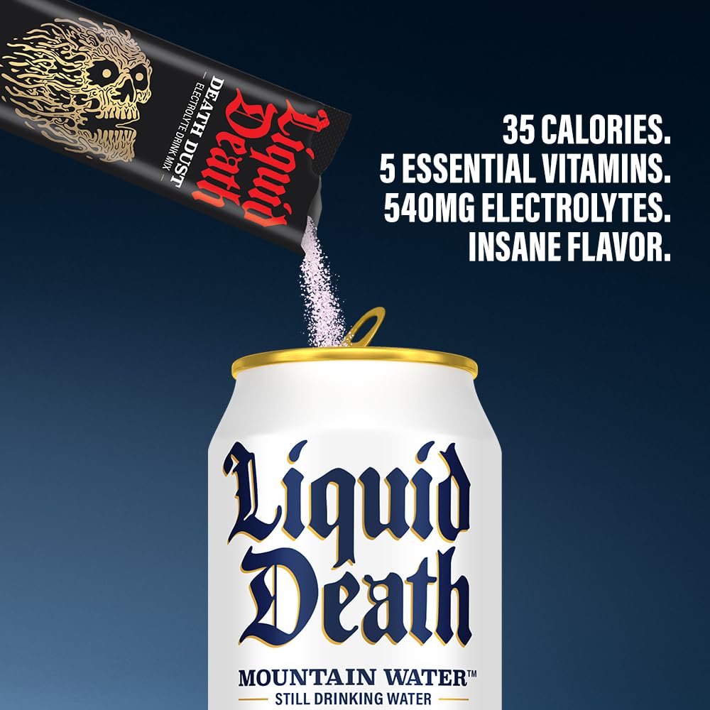 Liquid Death Electrolyte Death Dust - Hydration Powder Packets - 3 Flavors - 12-Stick