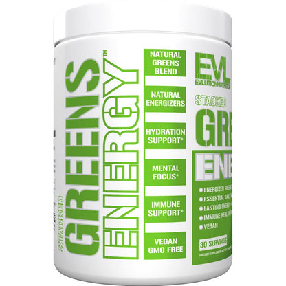 Evlution Greens and Superfoods Energy Drink Powder - EVL Super Greens Powder Smoothie Mix with Caffeine Spirulina Chlorella and Wheat Grass - Vegan - for Energy Focus and Immunity