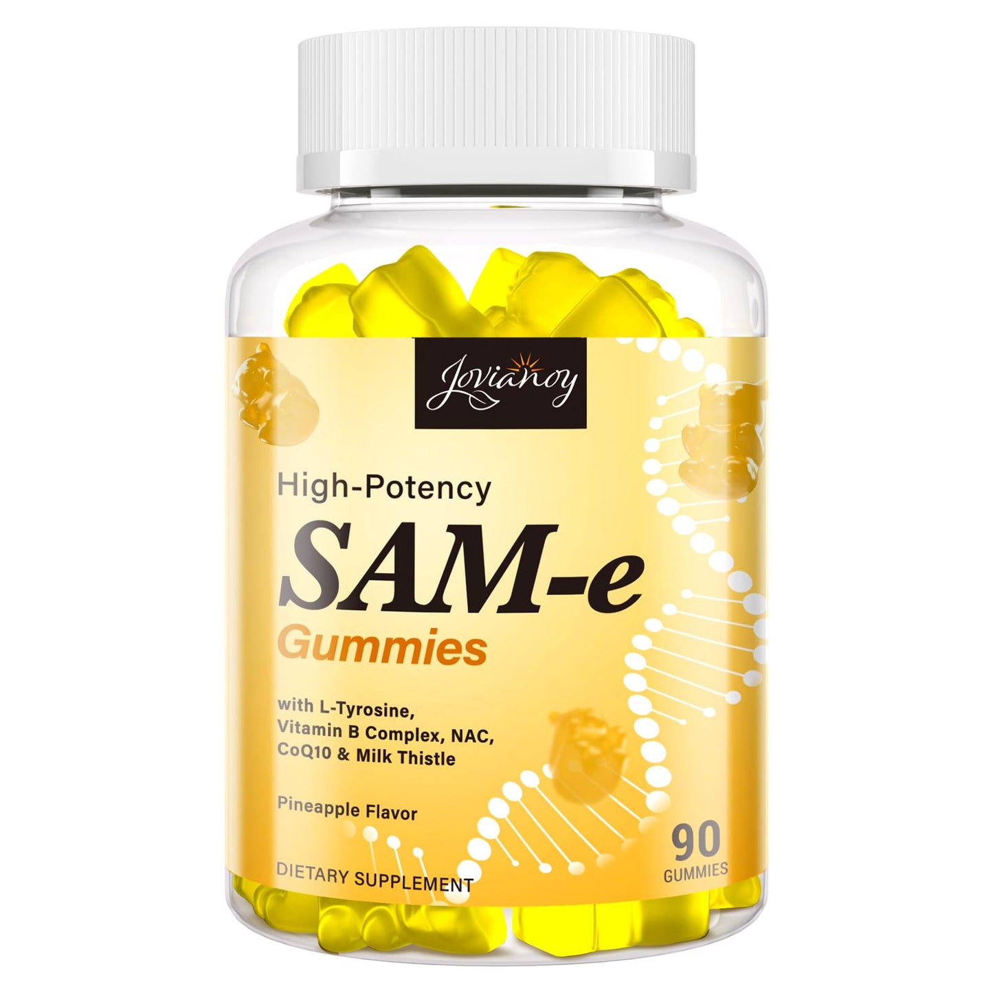 Jovianoy SAM-e Gummies with L-Tyrosine, Vitamin B Complex & NAC, CoQ10, High-Potency SAM-e Supplement - Pineapple Flavor, for Mood, Joint, Cognitive & Liver Detox, Vegan Friendly, 180 Gummies