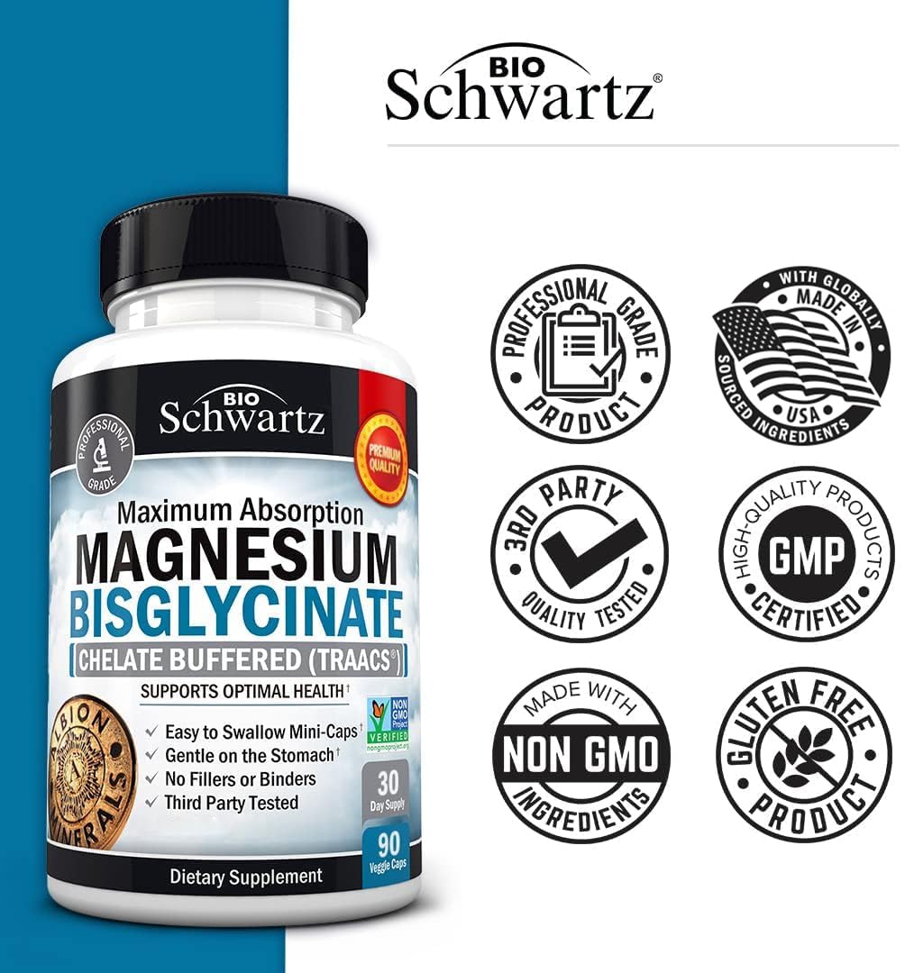 Magnesium Bisglycinate Chelated Supplement -180 Capsules