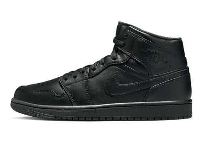 Black Air Jordan 1 Mid Trainers by Nike