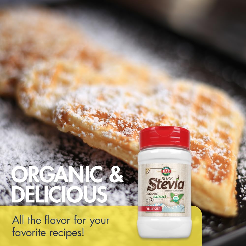 KAL Sure Stevia Extract Powder, Low Carb, Plant Based Stevia Sweetener, Great Taste, Zero Calories, Zero Sugar, Low Glycemic & Perfect for a Keto Diet, 60-Day Guarantee, Approx. 1820 Servings, 3.5oz