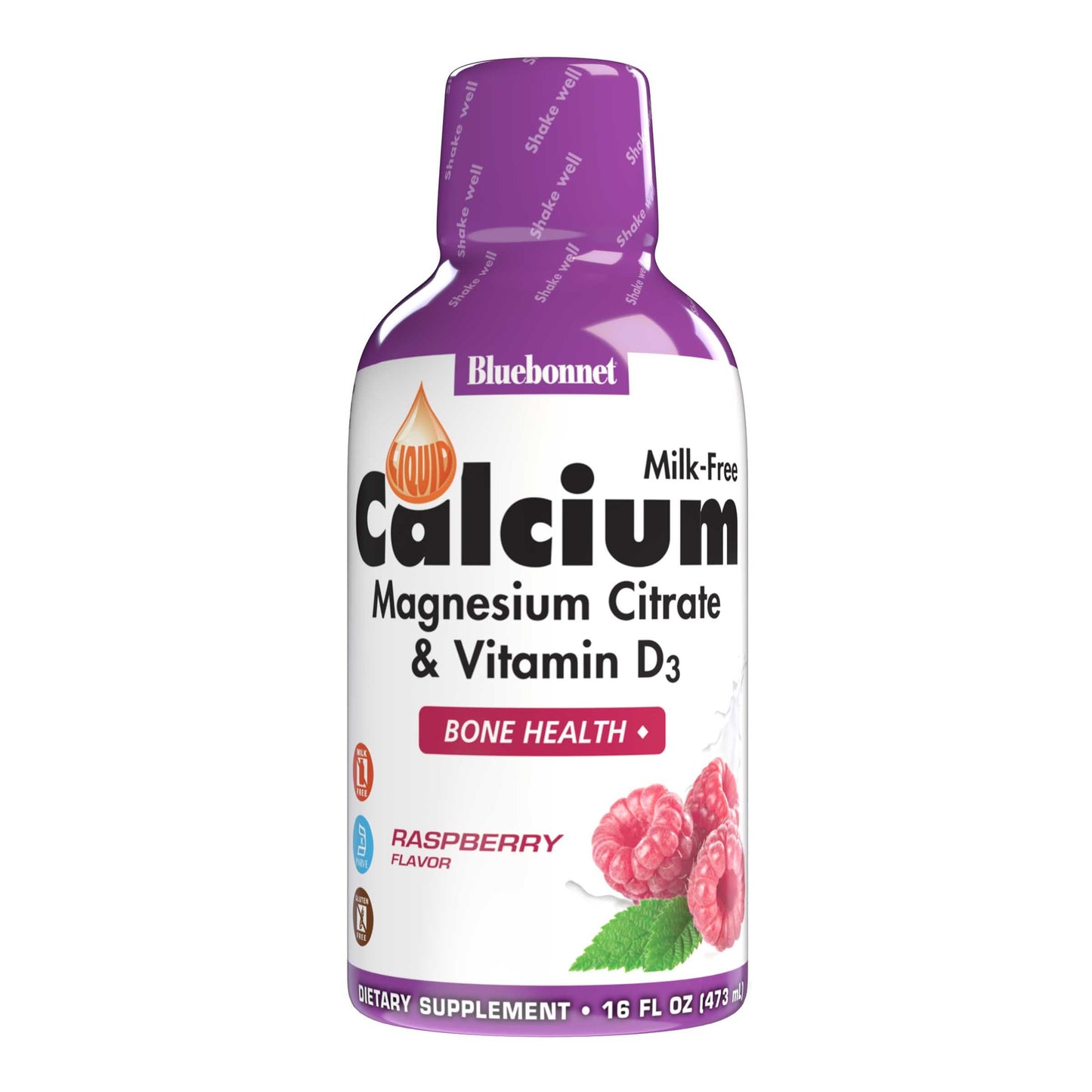 Bluebonnet Nutrition Liquid Calcium Citrate, Magnesium, Vitamin D3, Bone Health, Gluten Free, Soy Free, Milk Free, Kosher, 16 fl oz, 32 Servings, Mixed Berry Flavor