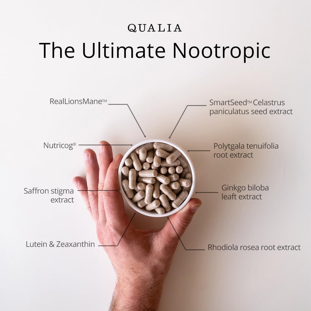Qualia Mind (Caffeine Free) | The Ultimate Blend for Brain Health* | Doctor-Formulated Nootropic to Fuel Focus & Concentration* | Supports Long Term Brain Health| Maintain Drive & Productivity