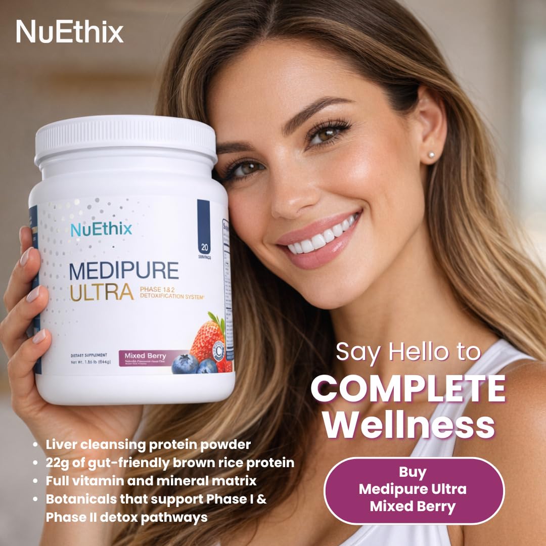 NuEthix Formulations Medipure DS with Pea Protein Powder 19g, Phase 1 & 2 Detoxification System, Supports the Body’s Natural Detoxification Process, Vanilla Wafer (Non-Caffeinated), 20 Servings