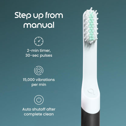 Quip Sonic Electric Toothbrush, Extra Brush Head, Metal Handle, Slate