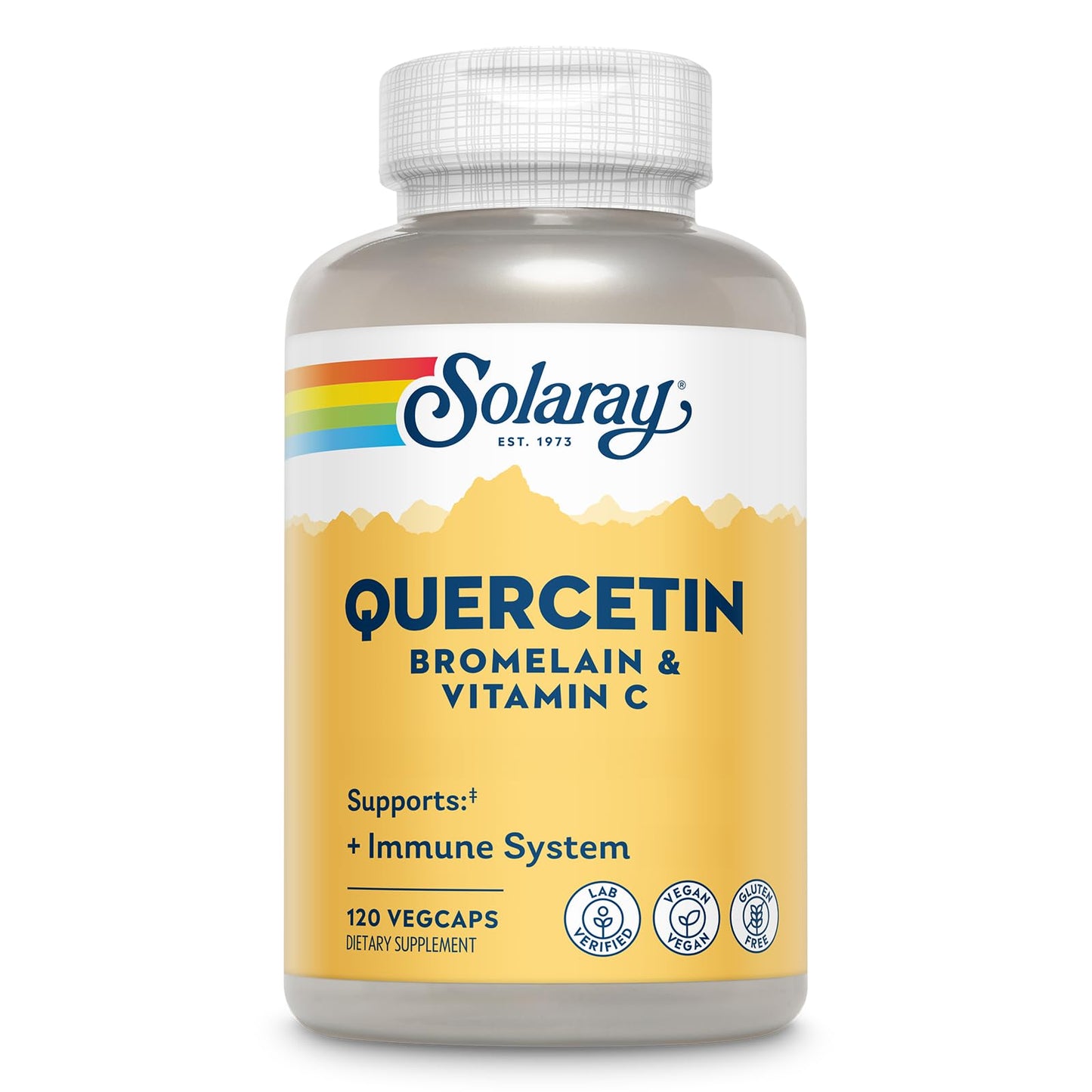 SOLARAY Quercetin Bromelain & Vitamin C, Immune System, Sinus, Respiratory & Antioxidant Activity Support, Vegan, 500mg of Quercetin & 1,235mg of VIT C, 60 Day Guarantee, 75 Servings, 150 VegCaps
