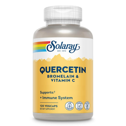 SOLARAY Quercetin Bromelain & Vitamin C, Immune System, Sinus, Respiratory & Antioxidant Activity Support, Vegan, 500mg of Quercetin & 1,235mg of VIT C, 60 Day Guarantee, 75 Servings, 150 VegCaps