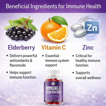 Grab The Gold Immunity Gummies Elderberry Vitamin C Zinc 90 Count