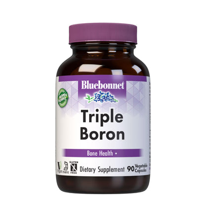 Bluebonnet Triple Boron 3 mg Trace Mineral Bone Support - Boron Supplement for Men & Women with Citrate Aspartate & Glycinate - Vegan, Non-GMO - 90 Vegetarian Capsules, 90 Day Supply