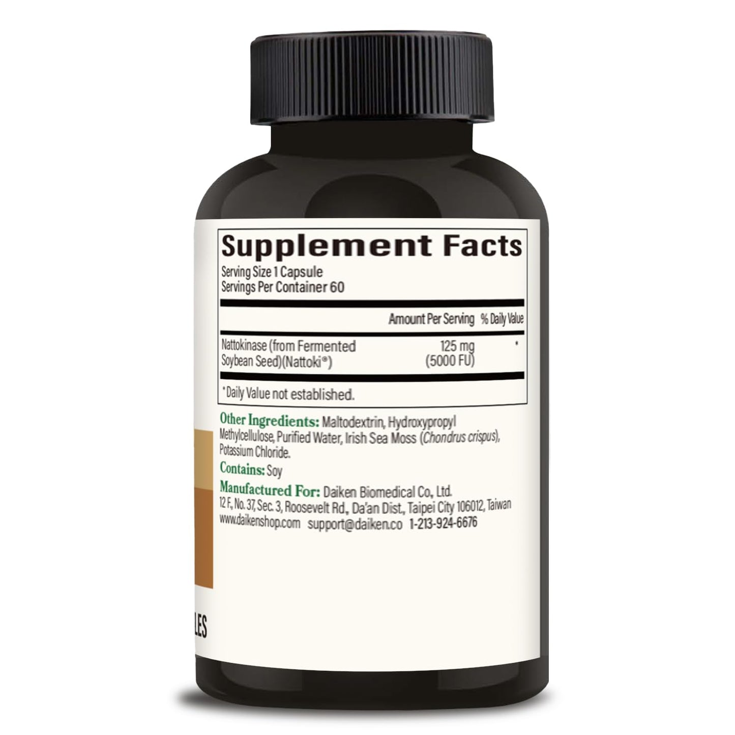 DAIKEN Nattokinase 5,000 FU, High Potency Nattokinase Supplement, Non-GMO & Vegan, Lab Tested, 60 Capsules