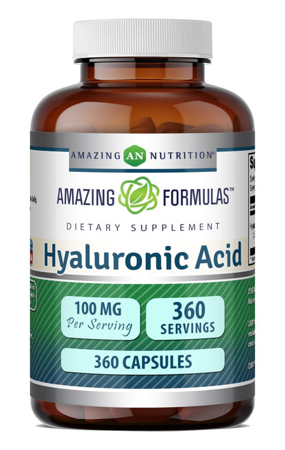 Amazing Formulas Hyaluronic Acid 100 Mg Supplement | Capsules | Non-GMO | Gluten-Free | Made in USA (1 Pack, 360 Count)