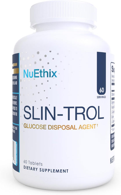 NuEthix Formulations SLIN-Trol, Glucose Disposal Agent Pills for Men & Women, Nutrient Partitioning Supplement with Chromium Polynicotinate, & Glycine, Effective Carb Absorption, Non-GMO, 60 Servings