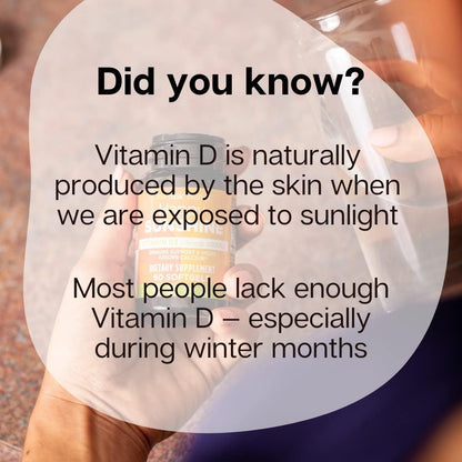 Basic Brands Happy Sunshine Vitamin D3 2000IU, 30 Count | Vitamin D3 (Cholecalciferol, 2000 IU / 50mcg), Daily softgel Supplement