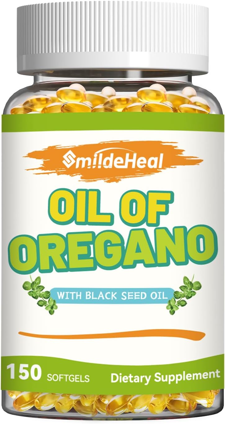 Oregano Oil with Black Seed Oil Softgels – Gluten Free, Non-GMO,150 Softgels, 75-Day Supply