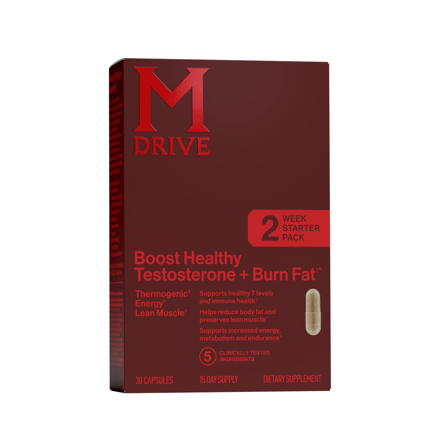 Mdrive Boost and Burn Testosterone Booster & Fat Burner for Men, 60 Caps | KSM-66 Ashwagandha; Chromax chromium; Thermogenic formula; Boosts energy & endurance; Supports lean muscle; 30-day supply