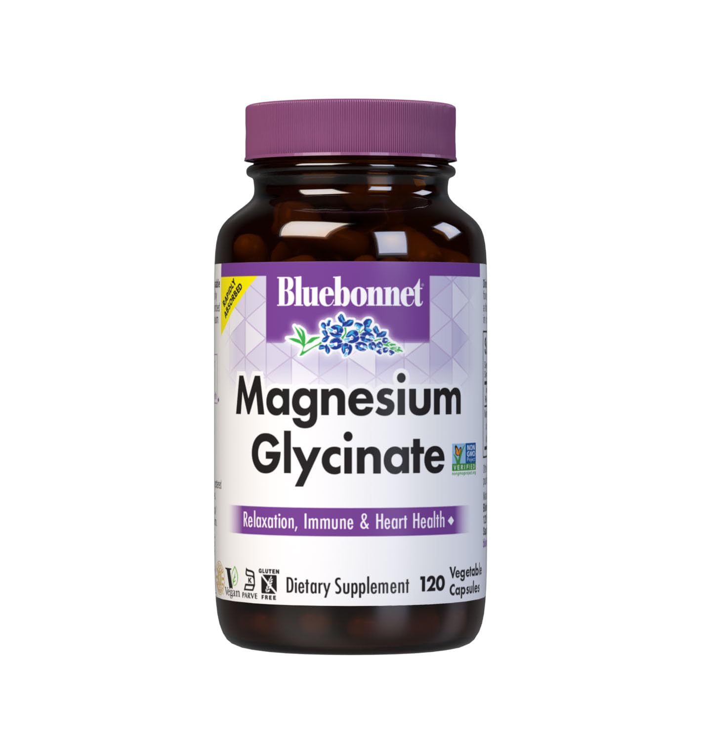Bluebonnet Nutrition Magnesium Glycinate 400mg Maximum Absorption Mineral Complex Supports Energy Production & Enzyme Function - Non-GMO, Soy-Free, Gluten-Free - 120 Veggie Capsules