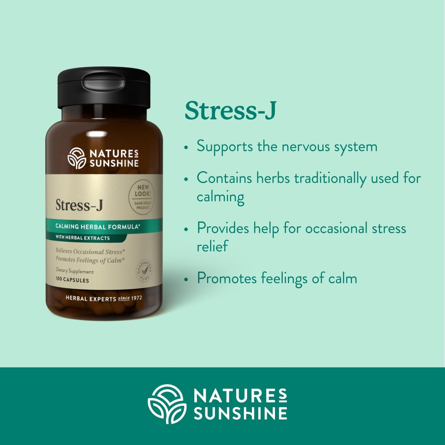 Nature's Sunshine Stress-J, 100 Capsules | This Natural Stress Relief Formula Promotes Feelings of Calm and Helps with Occasional Stress