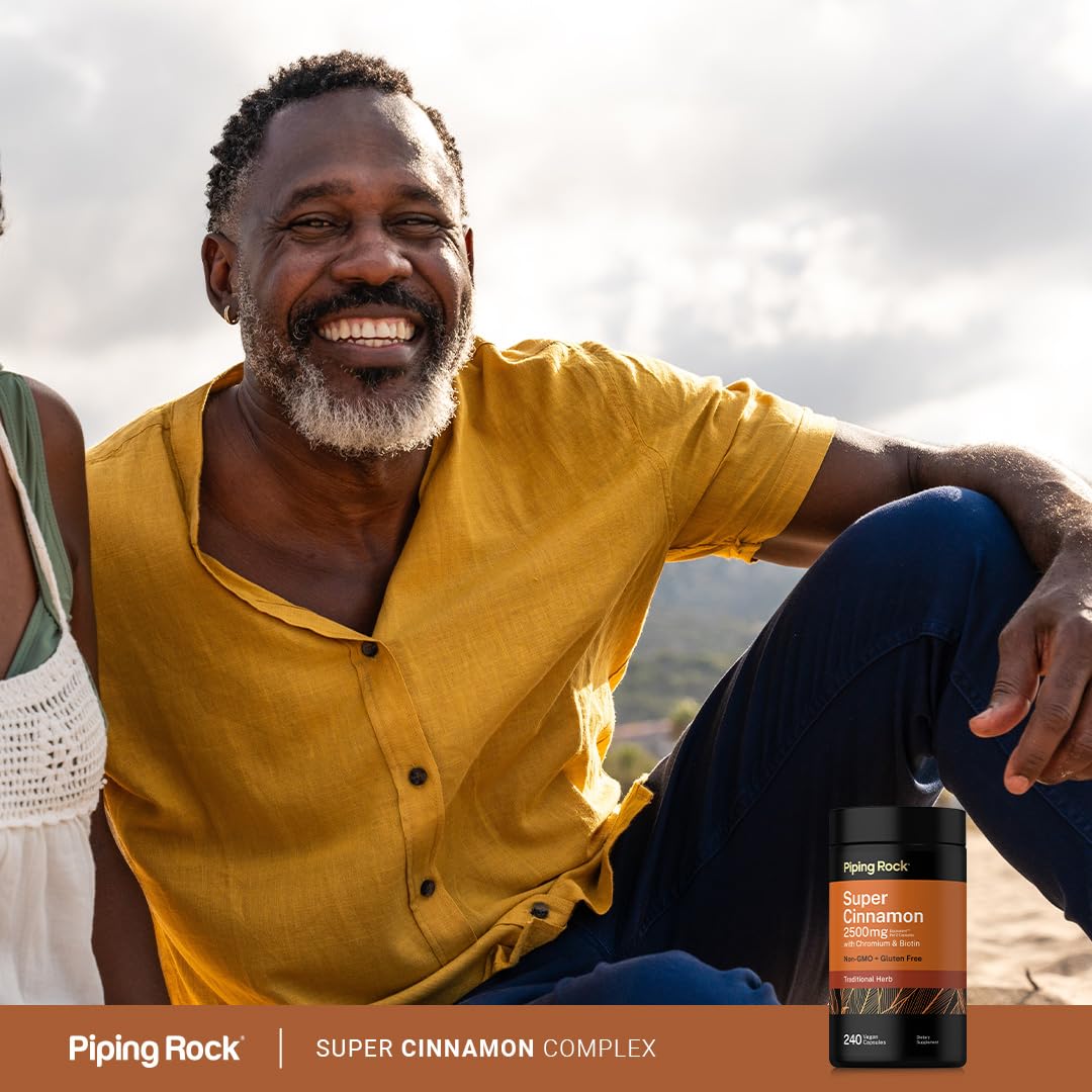 Piping Rock Ceylon Cinnamon Capsules | 120 Pills | Complex Supplement with Chromium and Biotin | Vegetarian, Non-GMO, Gluten Free
