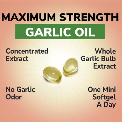 Odorless Garlic Oil, Maximum Potency, Concentrated Extract, Non-GMO, No Gluten, Heart & Immunity, Antioxidant Defense, 200 Softgels