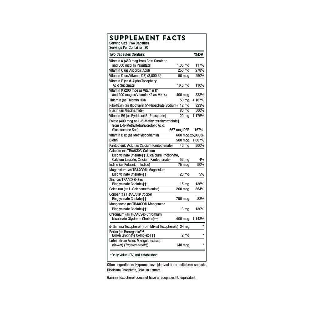 THORNE Basic Nutrients 2/Day - Comprehensive Daily Multivitamin with Optimal Bioavailab