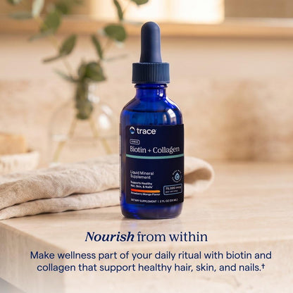 Trace Minerals Ionic Biotin + Collagen Supplement, 75,000mcg, 2 oz